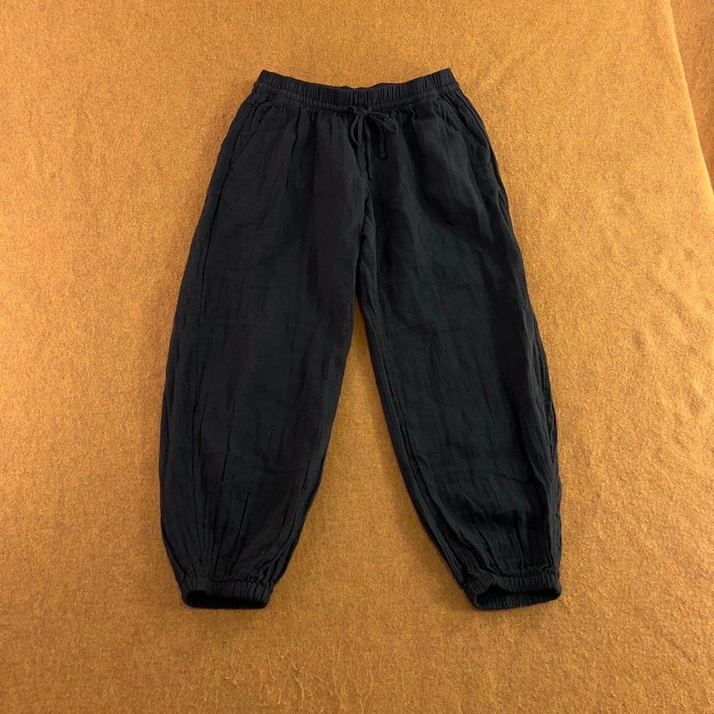 Gap Women XS Petite Black Cotton Gauze Drawstring Jogger Pants New